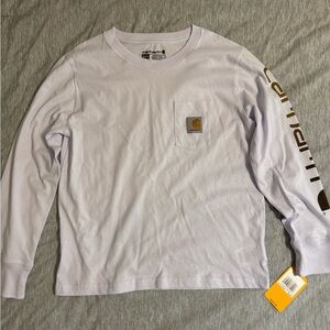Carhartt Light Lilac Long Sleeve Tee with Brown Logo